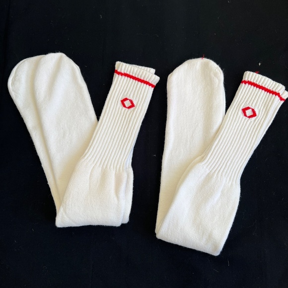 2 Pair Vintage Tube Sport Socks White w. Red Stripe 24" Long New Old Stock NOS - Picture 3 of 3